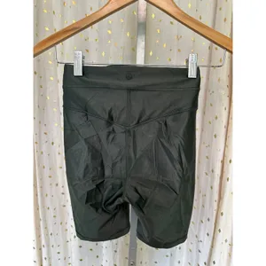 Lululemon Women's Forest Green Satin Shine Satiny Sheen High-Rise Biker Shorts 2 thumbnail 4
