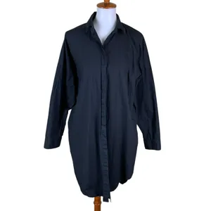 ASSEMBLY LABEL Black Cotton Shirt Dress Minimalist Button‎ Front Long Sleeve 8 thumbnail 2