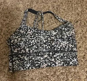 Lululemon Free To Be Bra *Long Line Size 6 Floral Spritz Multi Black White Pads thumbnail 1