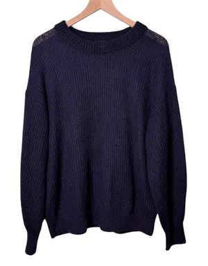 Everlane Alpaca Merino Wool Crewneck Pullover Sweater Navy Women’s Size Medium thumbnail 1