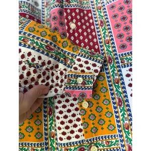 Sarah Chapman Patchwork Print Button Front Shirt Size Large Made in USA thumbnail 5