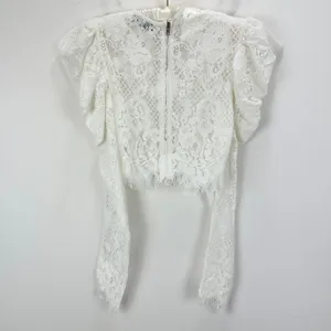 NEW Naked Wardrobe The Statement Lace Blouse Long Puff Sleeve Ivory Romantic S thumbnail 5