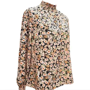 Sanctuary -665 NWT Kylie Smocked Top Long Sleeve Blouse Black Blush Floral‎ M thumbnail 2