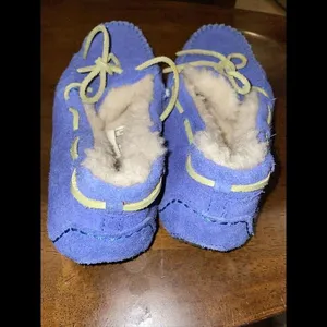UGG DAKOTA SUEDE/ SHEEPWOOL MOCCASIN‎ SLIPPERS, WOMEN US 4 Blue thumbnail 3