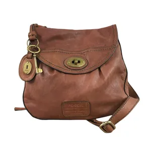 FOSSIL VTG Carson Turn-Lock Leather Crossbody Bag Brown Retro Y2K Timeless thumbnail 10