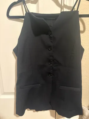 Abercrombie black button front sleeveless vest thumbnail 1