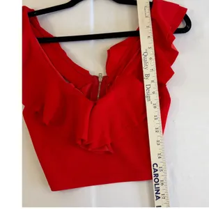 Red Ruffle V Neck Sleeveless Crop Top Back Zip‎ XS Whimsygoth Chic Club Attire thumbnail 9