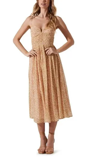 ASTR the Label Floral Print Pleated Midi Dress thumbnail 4