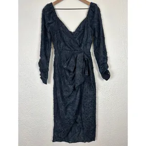 ASTR The Label Terese Metallic Floral Long Sleeve Cocktail Dress Size XS NWT thumbnail 4