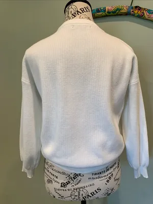 SHEIN Women’s Small White Tight Knit Ribbed Crewneck Long Sleeve Sweater thumbnail 4