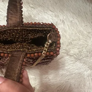 Elegant Brown Beaded Handbag thumbnail 5