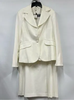 NWT Women’s 10 Elegant ivory White Blazer & Skirt Set FLAWED career wear office thumbnail 1