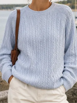 Vintage GAP Cable Knit Sweater XL Light Blue Cotton Preppy Grandpa Core Y2K thumbnail 1