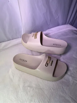 GUESS Women's Beige Slide Sandals with Gold Logo thumbnail 2