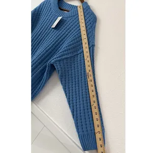 SO Women’s Blue Open Knit Crew Neck Sweater Size L NWT thumbnail 6