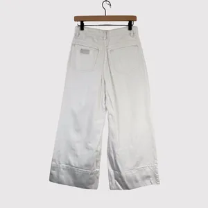 GANNI Womens Jeans White Denim Organic Cotton High Rise Cropped Wide Leg Size 27 thumbnail 3