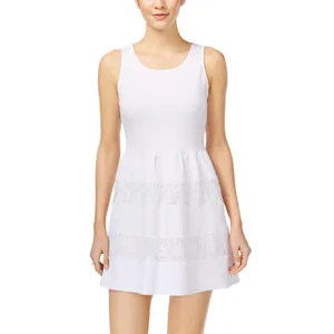 City Studio Juniors Crochet Trim Textured Fit & Flare Dress White 3 thumbnail 5