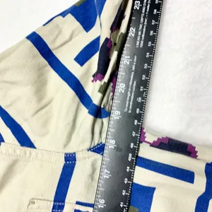 Modern Amusement Southwestern Hooded‎ Flannel Shirt Womens Sz S Beige Blue Aztec thumbnail 3