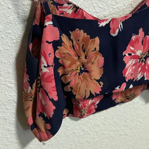 Reformation Floral Crop Camisole Navy Blue Pink Orange Size 0‎ NWOT thumbnail 7