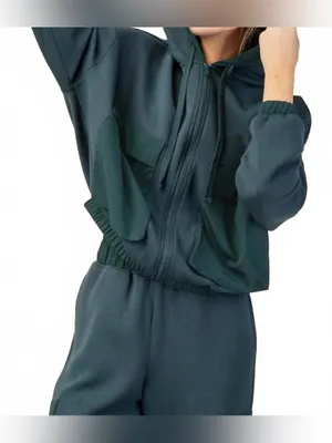 Rae Mode Scuba Dark Green Hooded Zip Hoodie thumbnail 2