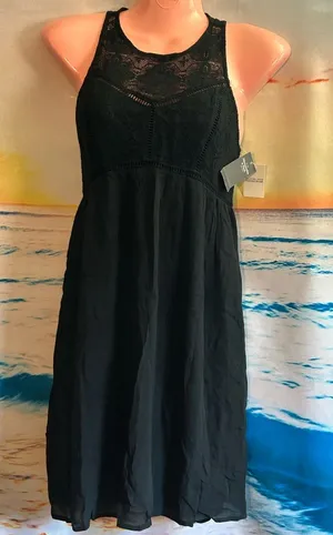 Abercrombie & Fitch Lightweight Black Lace Racerback Sleeveless Dress NWT XS thumbnail 1