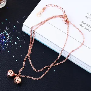Rose Gold Double Bells Bracelet Anklet thumbnail 5