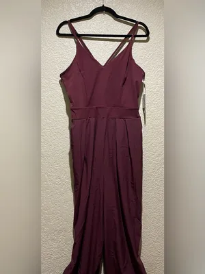 Halara Breezeful Backless, Side Zipper Sleeveless Wide Leg Jumpsuit Deep Plum L thumbnail 7