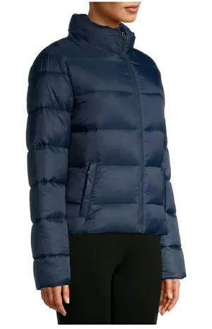 New Navy‎ Blue Cropped Puffer Jacket Size XL thumbnail 1