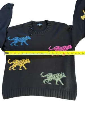 Rails Perci Jagged Tiger Sweater Cotton Cashmere Womens Size XS Black thumbnail 6