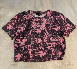 Ed Hardy Mesh See-Through Crop Top thumbnail 1