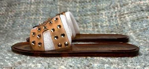 Chinese Laundry Charli Rhinestone Jelly Slide Sandals in Tan Vinyl/Stone 6 M thumbnail 1