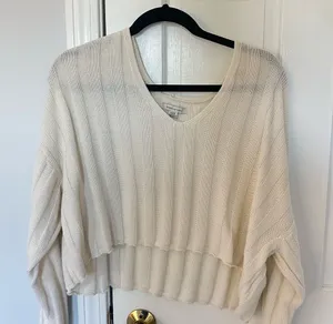 American Eagle Outfitters Cream V-Neck Sweater thumbnail 1