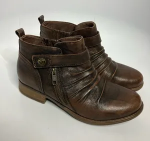 Earth brooks slouched‎ leather ankle boots women's size 8.5 casual boho neutral thumbnail 1