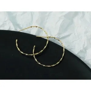 Beautiful Twist‎ 14k Gold Plated Sterling Silver Hoop Earrings, 4.2cm thumbnail 9