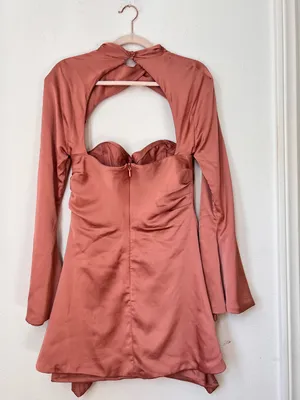 House of CB Toira Rose Satin Draped Corset Mini Dress Large Party Wedding thumbnail 5