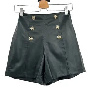 Zara Black Vegan‎ Leather High-Waist Sailor Shorts Size XS thumbnail 2