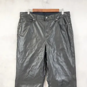 Gap Womens 70s Flare Faux Leather‎ Pants Size 14 High Rise Rocker Street Grunge thumbnail 3
