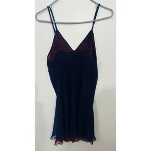 Vintage Fredericks Hollywood Slip Dress S Navy Burgundy Chiffon 90s Y2K Sheer thumbnail 3