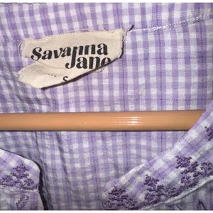 Savana Jane Embroidered Gingham Top Women's Small Cottage‎ Boho Feminine ~Flaw thumbnail 6