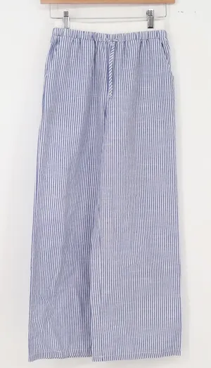 Shein Pants Girls 12Y Wide Leg Blue White Pinstripe Drawstring Excellent thumbnail 1