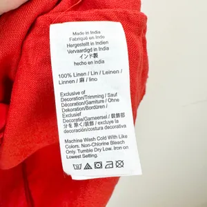 Madewell Mini Shift Dress in 100% Linen A Line Embroidered Hem Wild Poppy M thumbnail 12