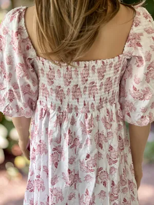 Trixxi XL Pink Floral Cottagecore Babydoll Dress Puff Sleeve thumbnail 3