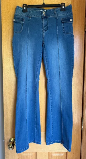 Telepatia Front Seam Flare Bootcut Jeans Blue Denim Stretch Women's Size 11/30 thumbnail 1