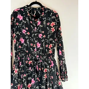 Free People Womens Dress Black Lighten Up Floral Mini Shirtdress Boho Size Small thumbnail 8