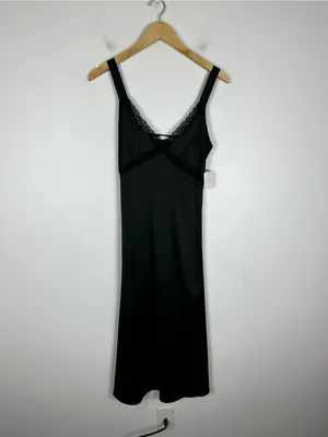 Altar’d State Cara Satin Midi Slip Dress Black 90’s Women’s Sz S thumbnail 2