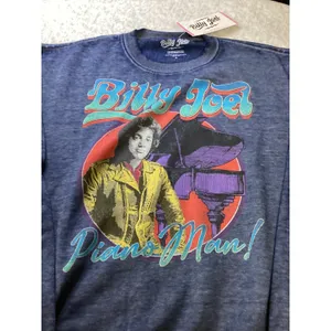 Billy Joel Piano‎ Man Graphic Sweatshirt Powder Blue Burnout Wash Small.. thumbnail 2