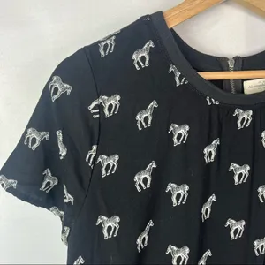 Abercrombie & Fitch A&F Black‎ White Zebra Short Sleeve Shift Dress M thumbnail 4