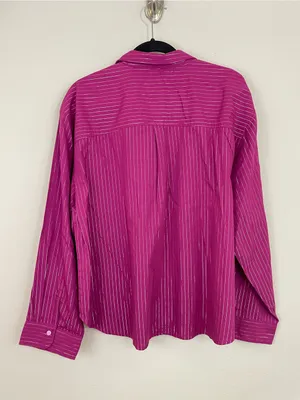Anthropologie The Shrunken Bennet Lurex Stripe Buttondown Shirt by Maeve Size XL thumbnail 7