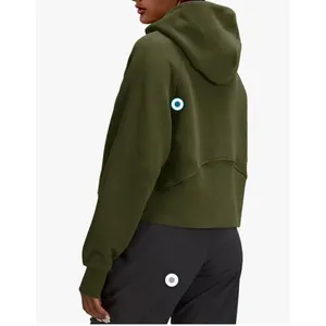 NEW Hoodie Fleece Lined Full Zipper Sweatshirt Crop Top Jacket S thumbnail 2