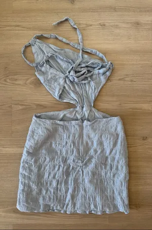 Sabo Skirt Light Blue One-Shoulder Textured Summer Dress thumbnail 1